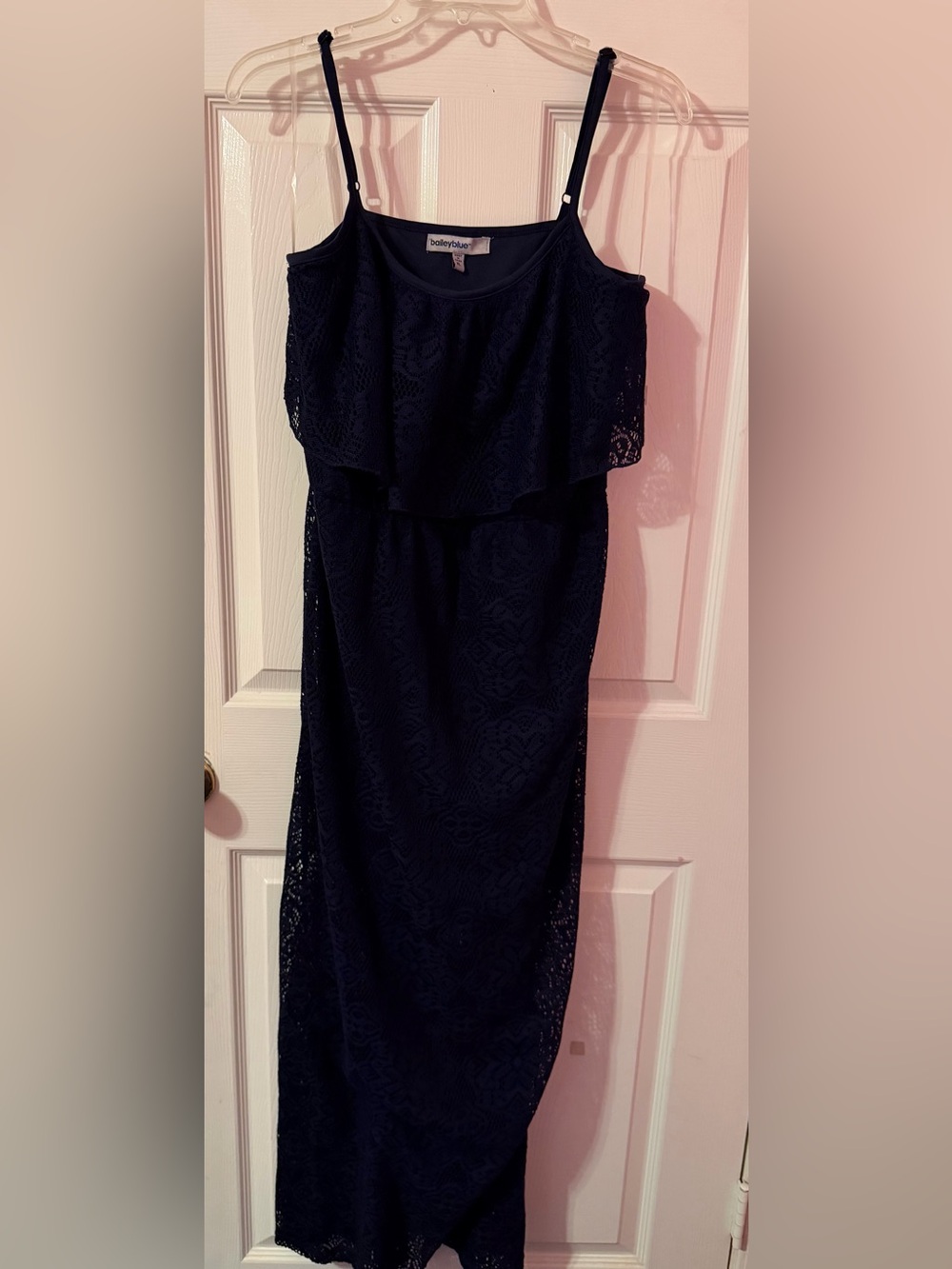 Bailey Blue Women's Lace Scoop Neck Spaghetti Strap Blouson Maxi Dress